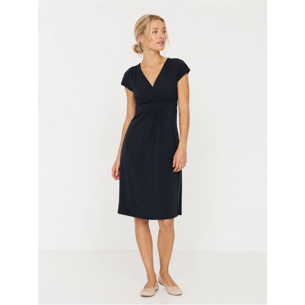 Boden Black Wrap-Front Midi Dress